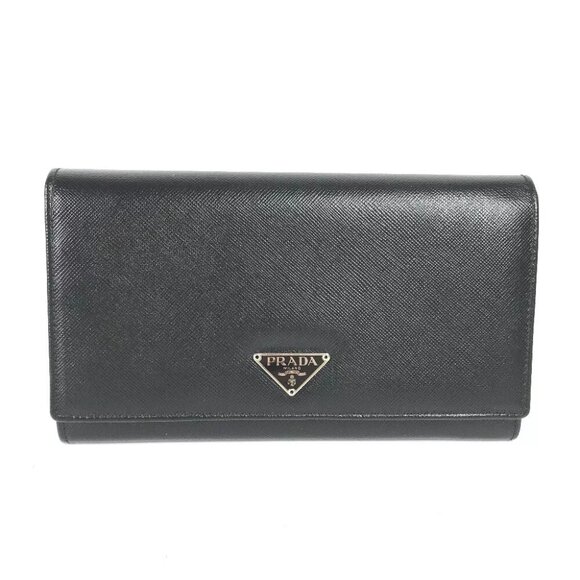 PRADA triangle logo plate Long wallet Bifold Long Wallet - Picture 1 of 10
